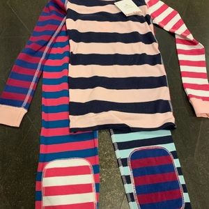 Hanna Andersson 120 6/7 pink navy stripe pajamas